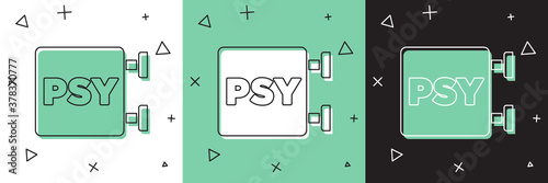 Set Psychology icon isolated on white and green, black background. Psi symbol. Mental health concept, psychoanalysis analysis and psychotherapy. Vector.