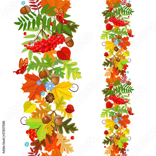 collection of vertical autumn borders with different colorful le