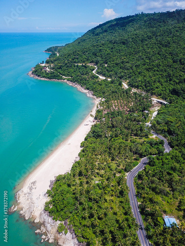 aerial view of beach road at Khanom district