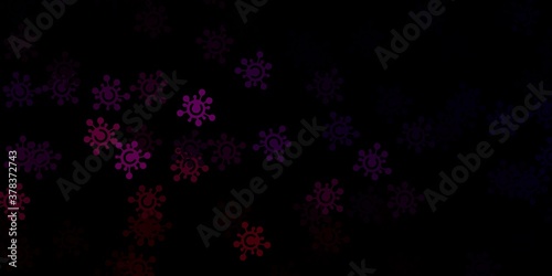 Dark pink, red vector backdrop with virus symbols.