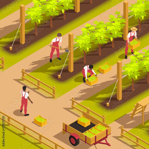 Harvesting People Isometric Composition 