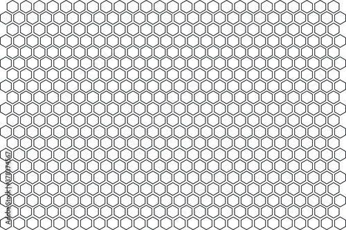 hexagon pattern. Seamless honey combs background. Vector black and white hexagon texture.	