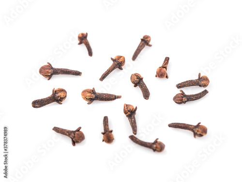 dry cloves on white background