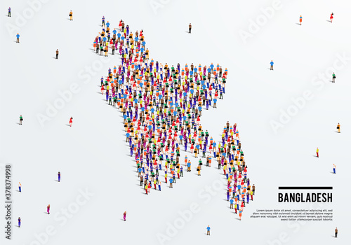 Bangladesh Map. Large group of people form to create a shape of Bangladesh Map. vector illustration.
