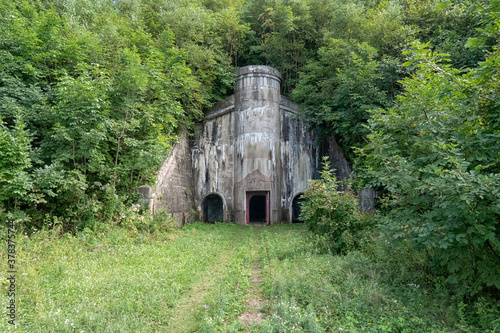 Old abandoned bunker in the woods. Military Fort. powder warehouse, Vladivostok, Russia.