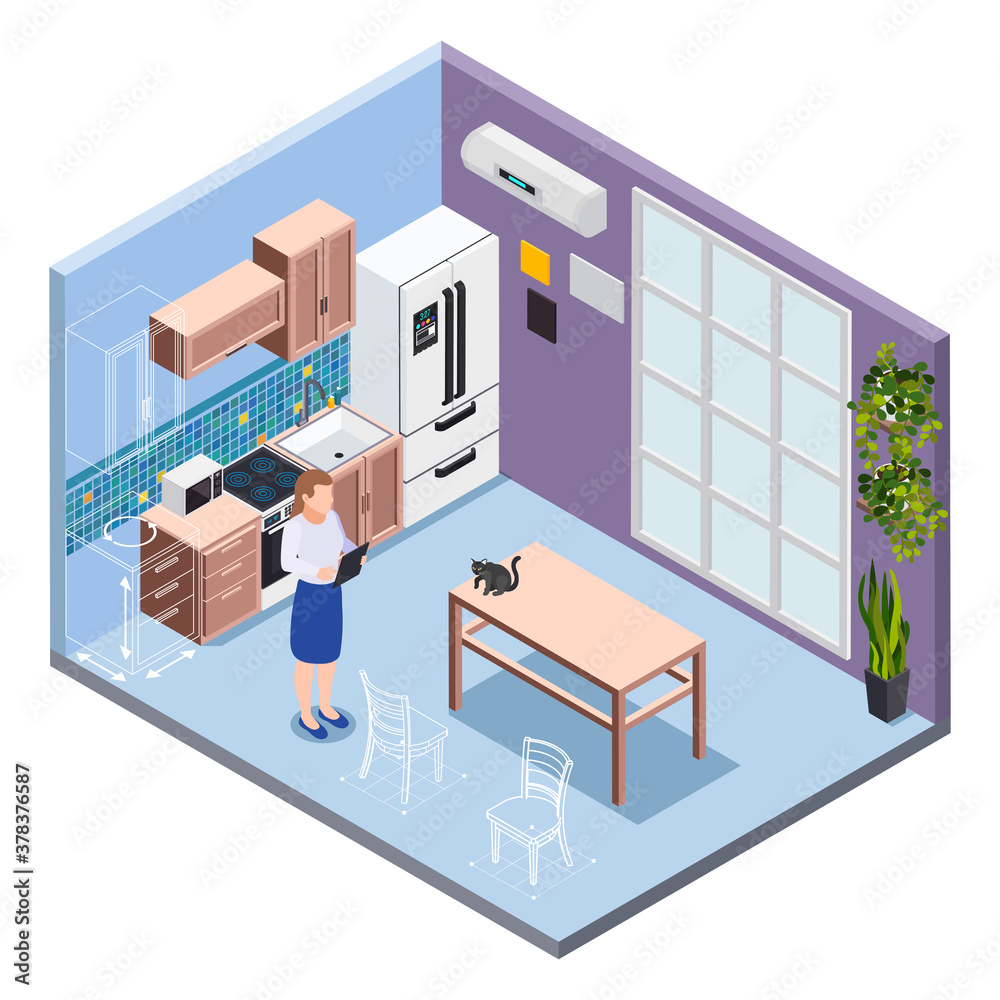 Kitchen Isometric Interior Kitchen Isometric Interior