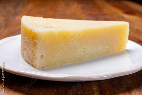Italian cheese collection, matured pecorino romano hard cheese made from sheep melk