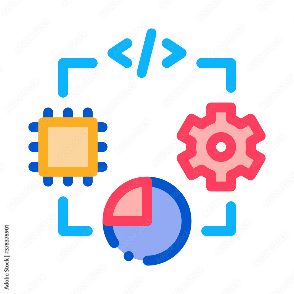 microchip programming code mechanical gear and infographic icon vector. microchip programming code mechanical gear and infographic sign. isolated contour symbol illustration