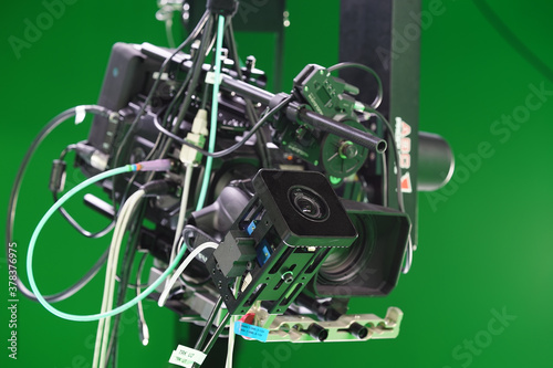 detailblackmagic ursa cinema camera on a crane with trackman ricoh camera tracking system photo