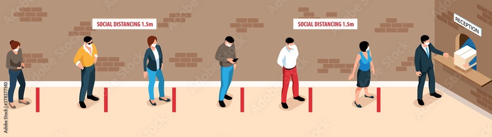 Queue Isometric Illustration Queue Isometric Illustration