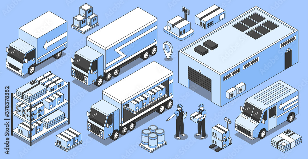 Isometric Warehouse Logistics Set