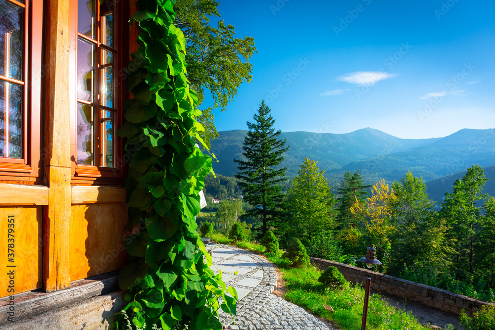 Fototapeta premium Beautiful summer scenery of the terrace at the Karkonosze Mountains, Poland