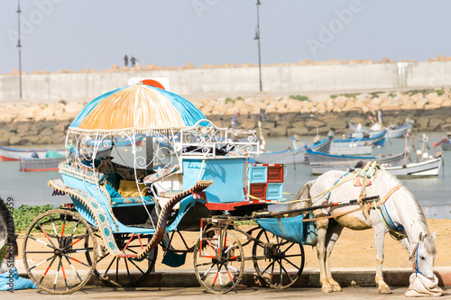 carruaje en el puerto de Assilah, Marruecos, norte de Africa, continente africano photo