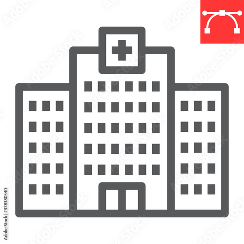 Hospital line icon  AIDS and building  AIDS center sign vector graphics  editable stroke linear icon  eps 10.