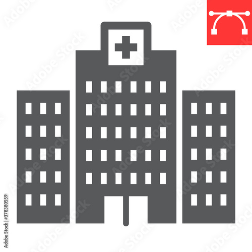 Hospital glyph icon  AIDS and building  AIDS center sign vector graphics  editable stroke solid icon  eps 10.