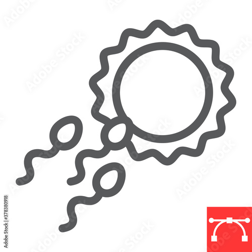 Sperm fertility line icon, donor and fertilize, fertilization sign vector graphics, editable stroke linear icon, eps 10.