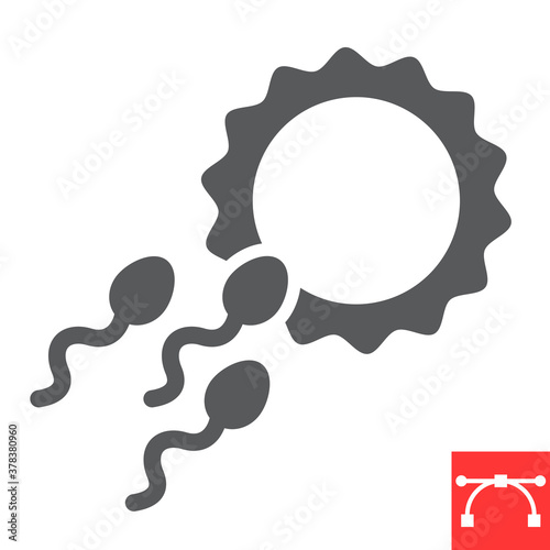 Sperm fertility glyph icon, donor and fertilize, fertilization sign vector graphics, editable stroke solid icon, eps 10.