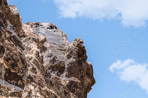 Sharp rocks in the mountains in Kazakhstan.