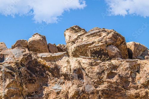 Sharp rocks in the mountains in Kazakhstan.