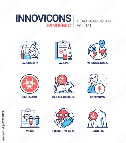Pandemic - vector line design style icons set © Boyko.Pictures