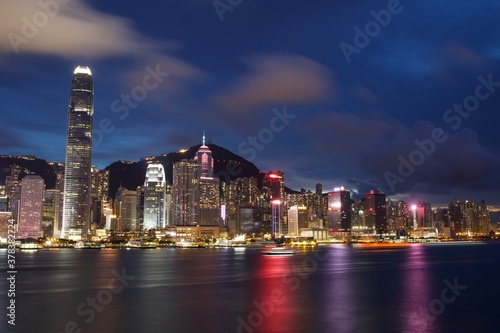 Hong Kong Victoria Harbor Skyline City Landscape at Night