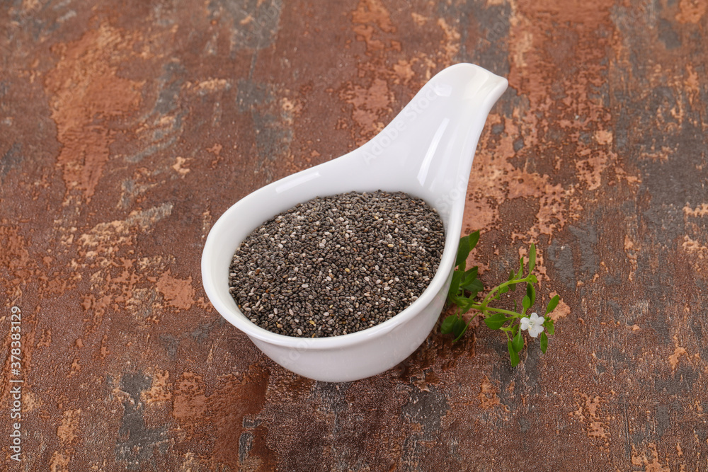 Dietary Chia seeds in the bowl Dietary Chia seeds in the bowl