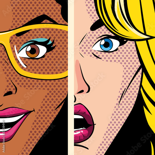 portraits of beautiful women, pop art style