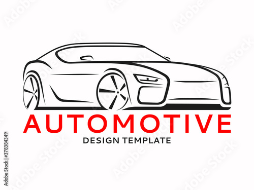 Vector sports car logo, label, silhouette.