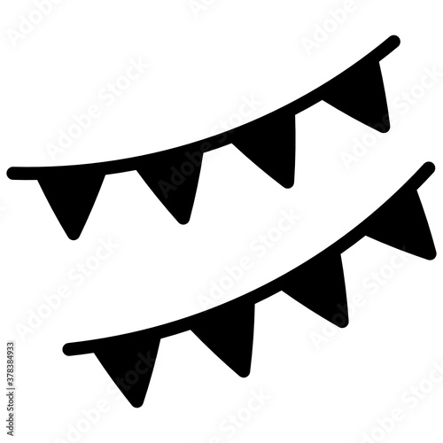 
Buntings for party decorations, garlands filled icon
