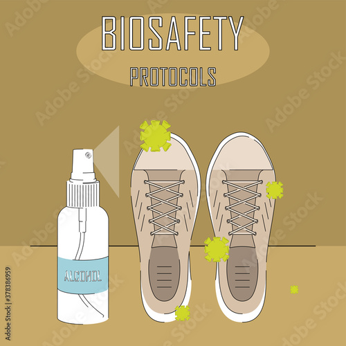 Biosafety protocols poster. Make use of alcohol - Vector