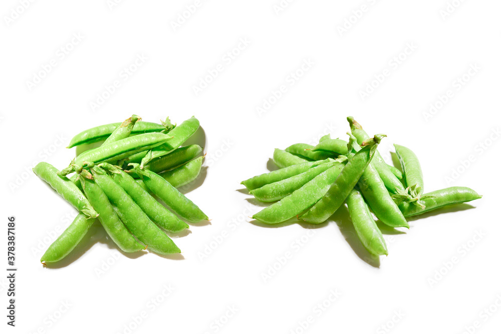 Fresh pea pods isolated on white background. Fresh pea pods isolated on white background.