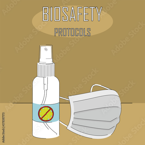 Biosafety protocols poster. Make use of alcohol - Vector