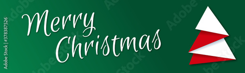Merry Christmas Banner mit Origami Weihnachtsbaum