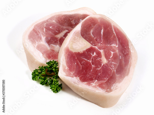 Salted Pork Knuckle Slices - Isolated on white Background