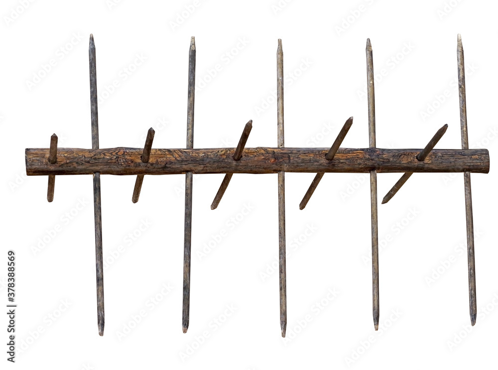 copy of the ancient wooden barrage on a white copy of the ancient wooden barrage on a white