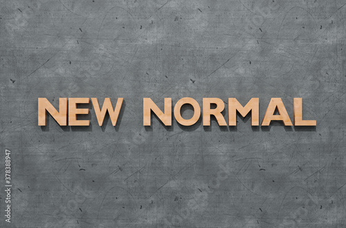 3D Render, Wooden new normal alphabet on concrete background.