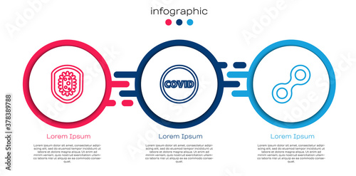 Set line Shield protecting from virus, Corona covid-19 and Virus. Business infographic template. Vector.