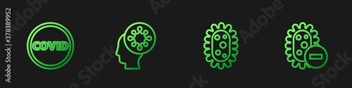 Set line Virus, Corona virus covid-19, Human and and Negative. Gradient color icons. Vector.