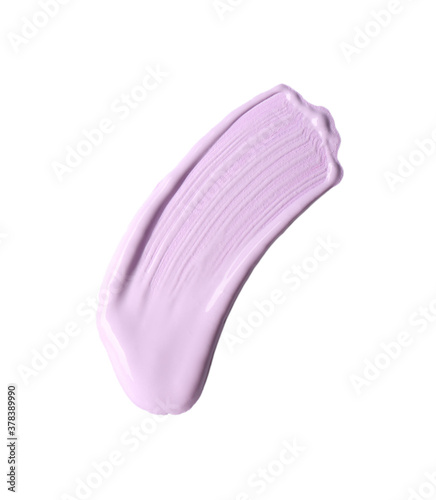 Photography Stroke of purple color correcting concealer isolated on white