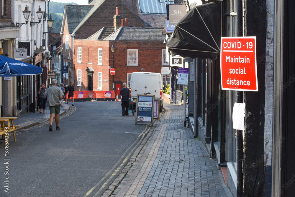 St Albans, Hertfordshire, England, 16th September 2020, Signs advise the public to maintain social distance due to Covid-19 pandemic in UK
