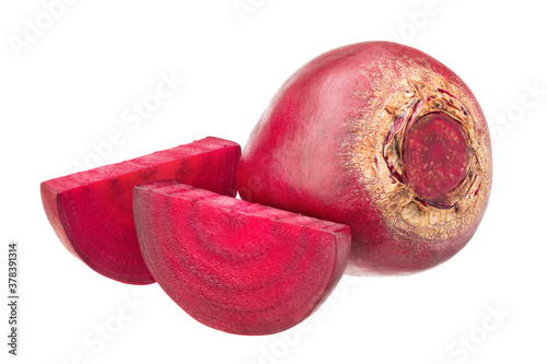 fresh beetroot with lobules isolated on a white background