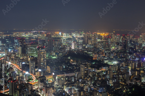 A colorful of cityscape night time