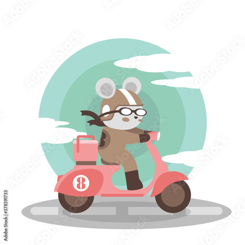 cute deliver scooter cartoon doodle vector illustration design for print