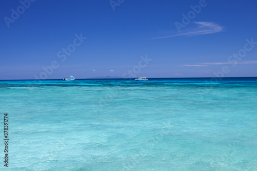 beautiful white beach under clear sky at Tropicana