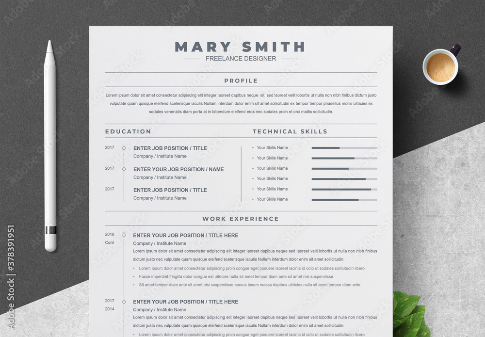 Professional Resume Stock Template Adobe Stock Professional Resume Stock Template Adobe Stock