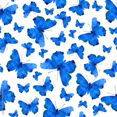 Wallpaper Mural watercolor seamless pattern with blue butterflies. Vector illustration Torontodigital.ca