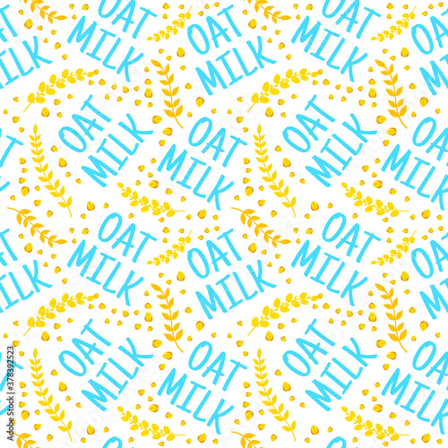 Oat milk seamlees pattern background. vector illustration