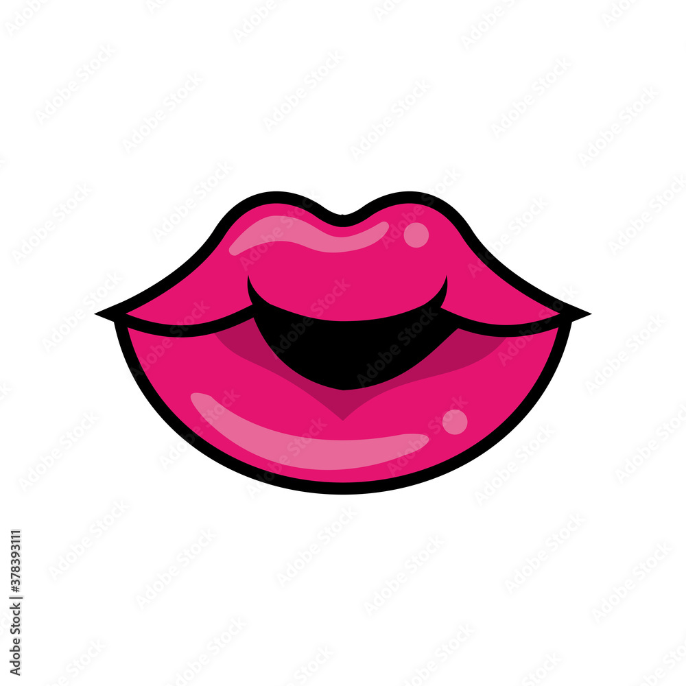 Pop art mouth closed kissing fill style icon Pop art mouth closed kissing fill style icon