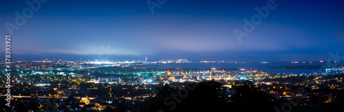 Panoramic of Portsmouth and Porchester at Night  Portsdown Hill