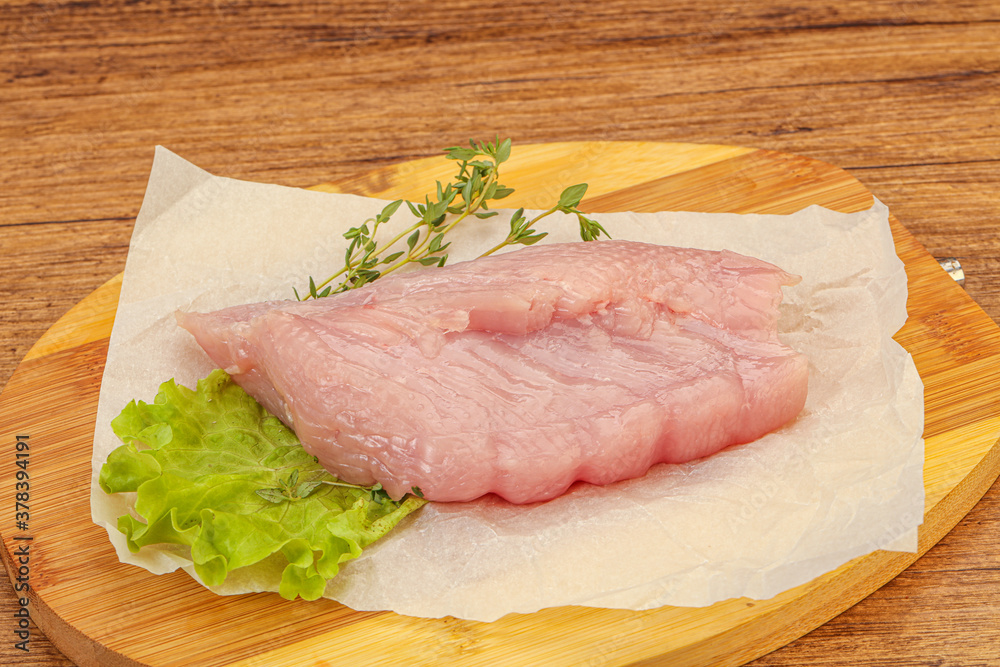 Raw turkey breast steak for cooking Raw turkey breast steak for cooking